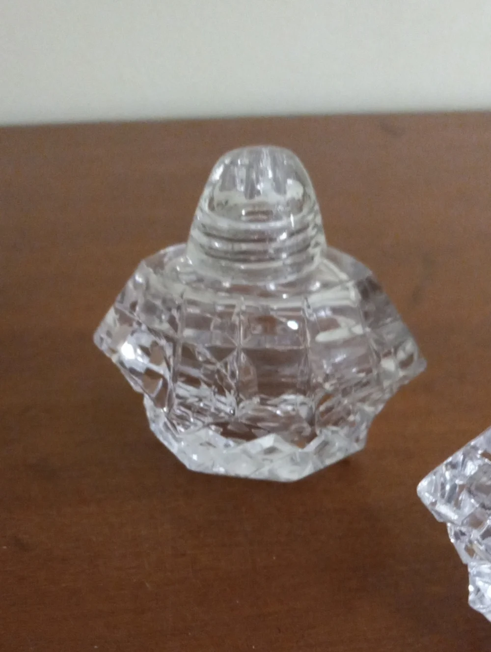 Pair of Vintage Clear Cut Glass Salt & Pepper Shakers
